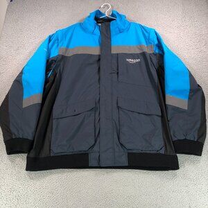 Amazon Jacket Mens 3XL Blue Reflective Logo Full Zip Workwear Removable Sleeve